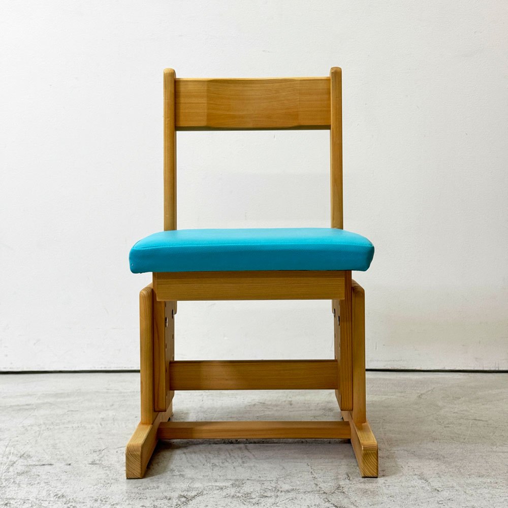 キシル XYL 2本脚 チェア pop 学習椅子 国産檜無垢材 PVCレザー そら 座面高さ調節 替え板座付 ナチュラル シンプル ●