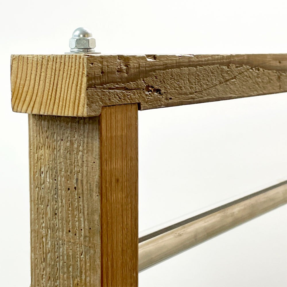 オーダーファニチャー Custom made furniture 木製ハンガーラック パイン材 古材 スチールポール W120cm カントリースタイル インダストリアル 店舗什器 A ●