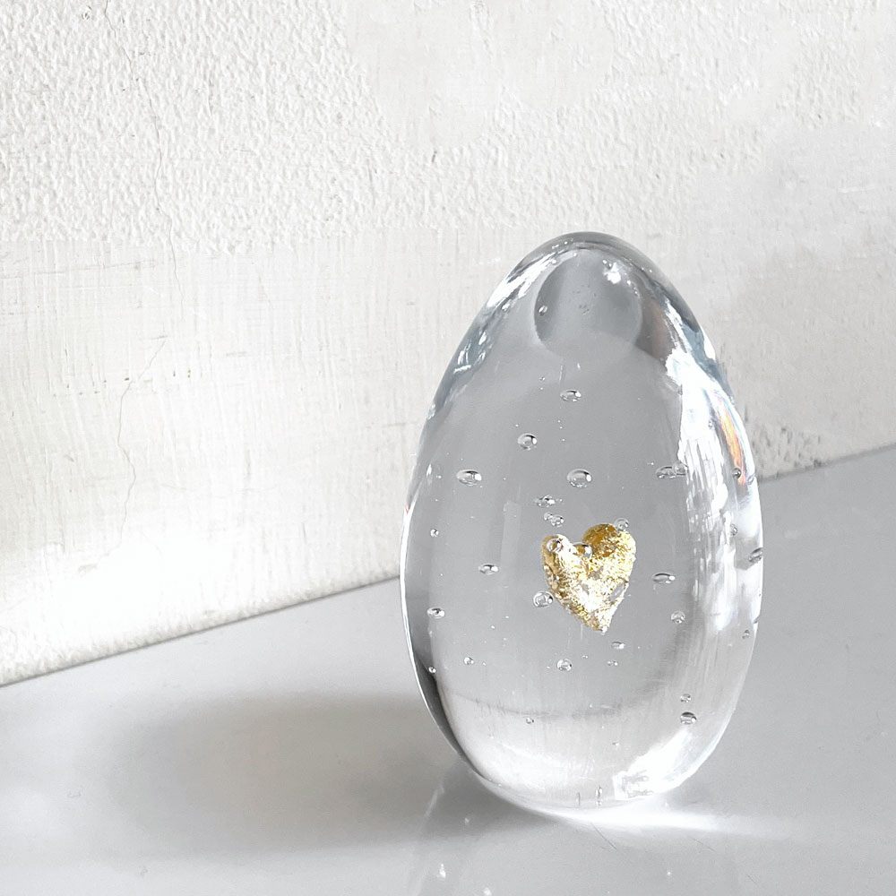 イイノナホ iino naho ハート Heart ペーパーウエイト ガラスオブジェ 箱付き 置物  現代作家 ガラス作家 ■