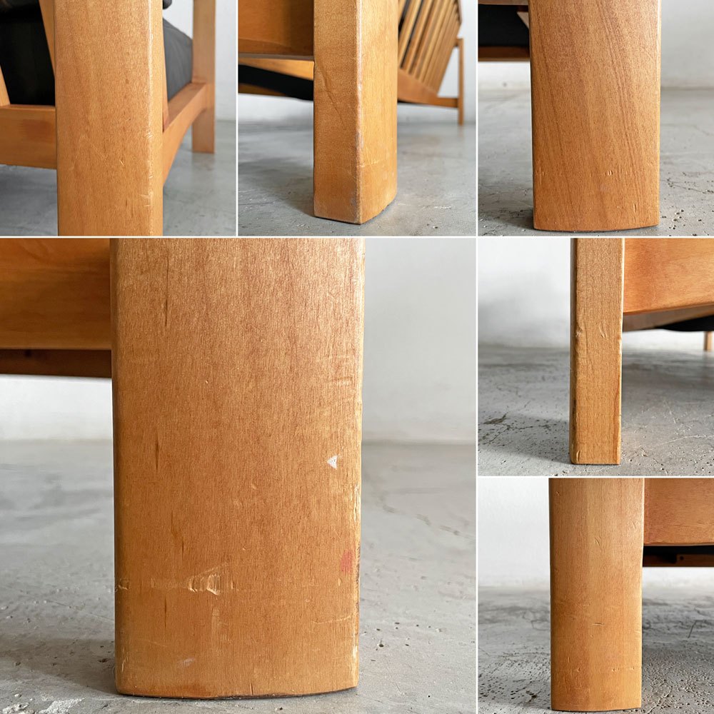 朝日木材加工 ASAHIWOOD ボスコ BOSCO エーボスコ A-BOSCO 2人掛けソファ W161cm チェリー無垢材 本革 ブラックレザー アクタス取扱 〓