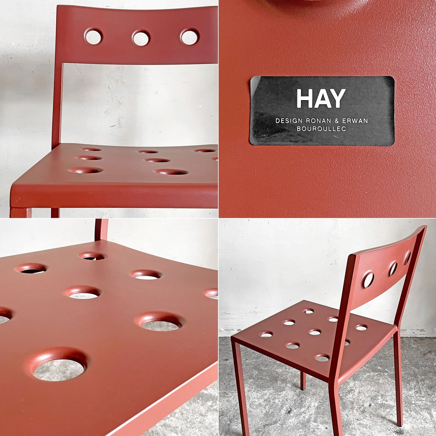 ヘイ HAY バルコニーチェア BALCONY CHAIR 屋外用 ダイニングチェア アームレス スタッキング スチール アイアンレッド 北欧デンマーク 定価￥44,000- B ■