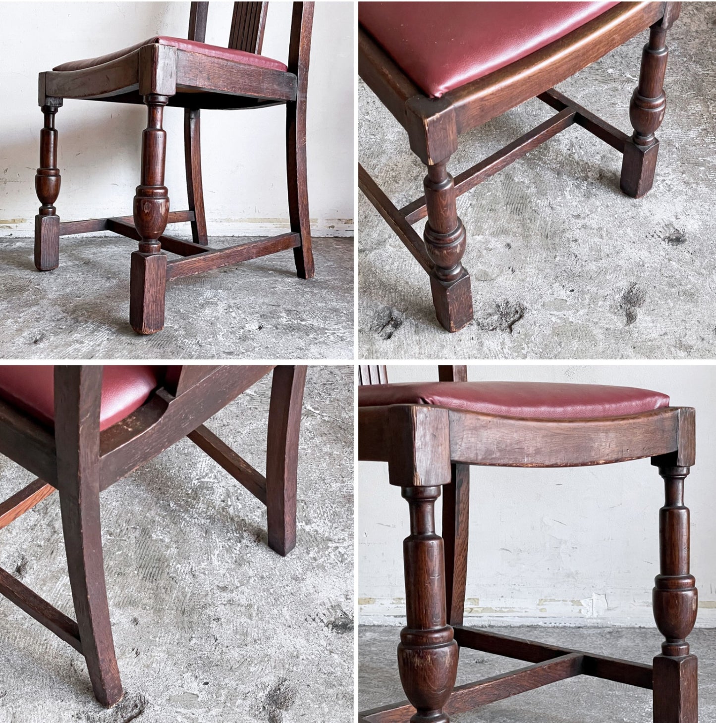 UKビンテージ UK Vintage オーク材 ダイニングチェア バルボスレッグ アンティーク 英国家具 A ■