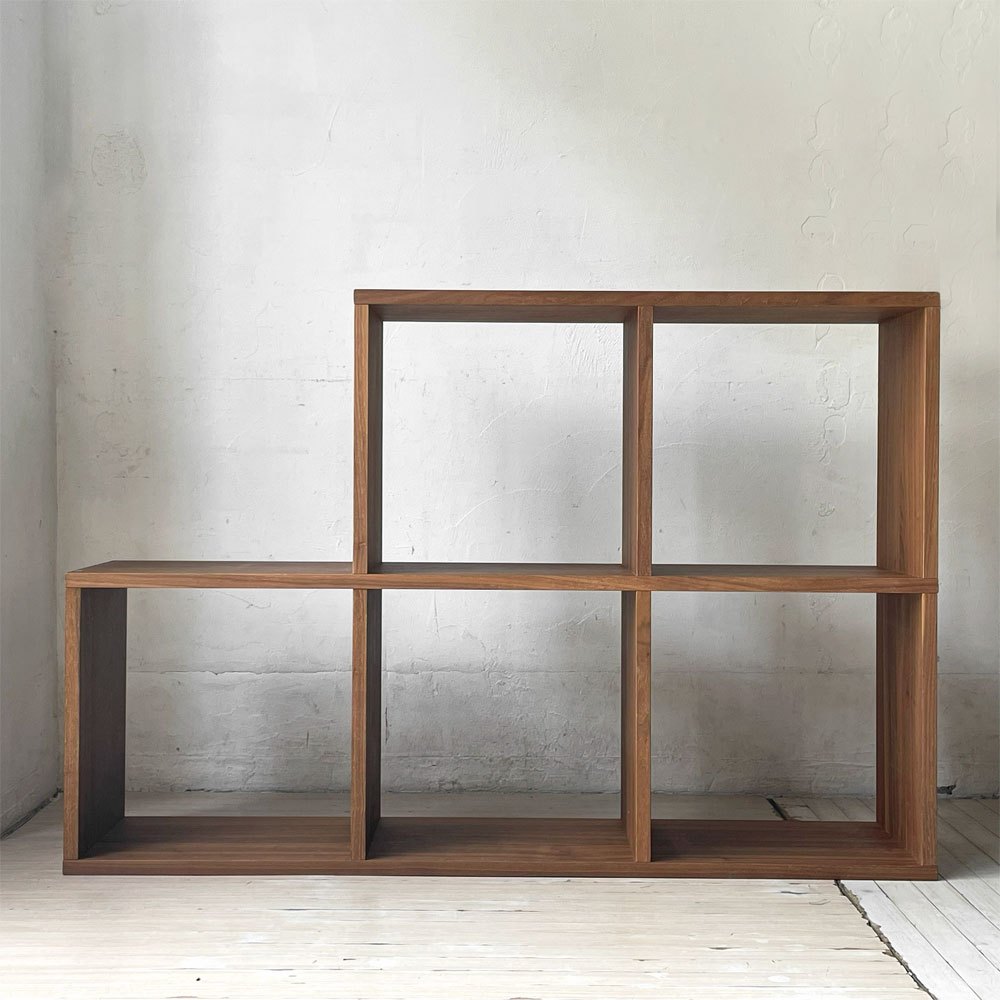 無印良品 MUJI スタッキングシェルフ ウォールナット材 ステップシェルフ オープンシェルフ 本棚 飾り棚 1列3段＋1列2段 ★
