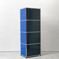 ユーエスエムハラー USM Haller モジュラーファニチャー Modular Furniture 1列4段 ドロップダウン扉 ミッドグレー × ジェンシャンブルー × ビーレッド × アントラサイト スイス ●