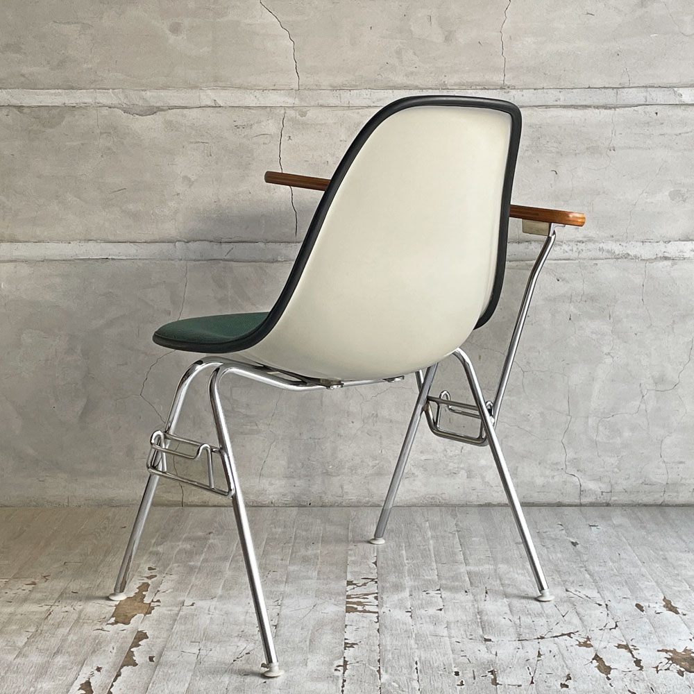 ハーマンミラー Herman Miller サイドシェルチェア セカンド 2nd ビンテージ アプホルスター スクールベース 肘掛けテーブル付 イームズ ミッドセンチュリー B  ♪