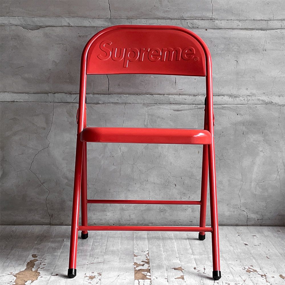 シュプリーム Supreme 20aw メタルフォールディングチェア Metal Folding Chair ダイニングチェア レッド スチール 折り畳み ♪