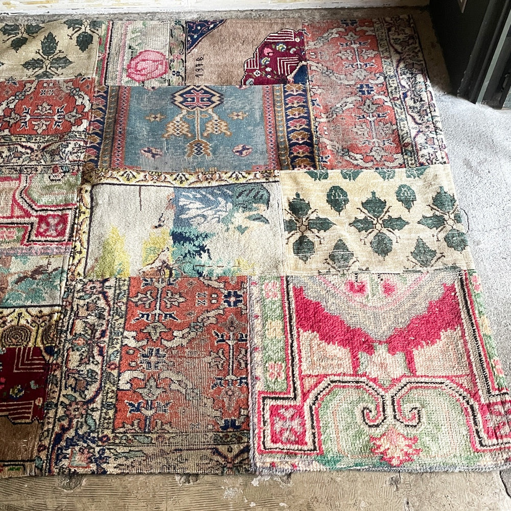 エスニコン EthniCon ビンテージ  オールドキリム パッチワークラグ ウール トルコ絨毯 オールドキリム 155×200cm コンランショップ取扱 ■