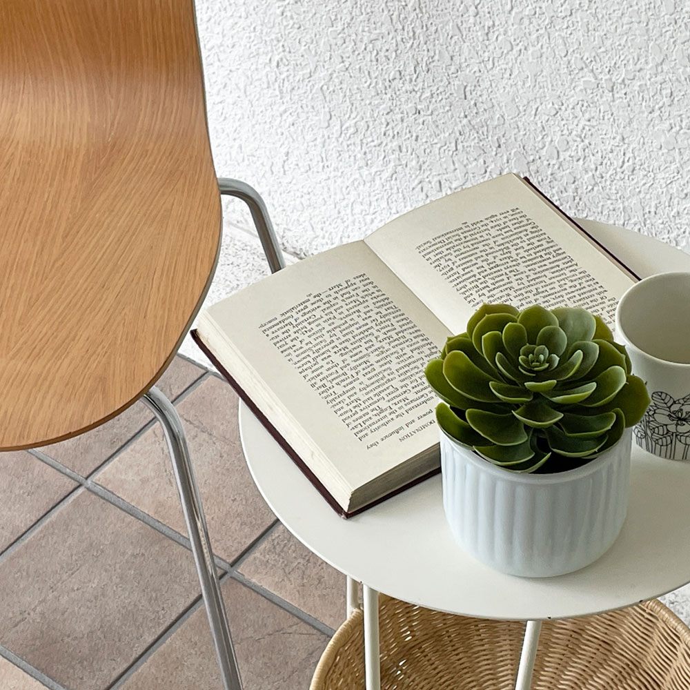 イデー IDEE ワラビー WALLABY サイドテーブル SIDE TABLE ラタン スチール ホワイト ナチュラルモダン H60㎝ 廃番仕様 現行定価39,900円 ◇