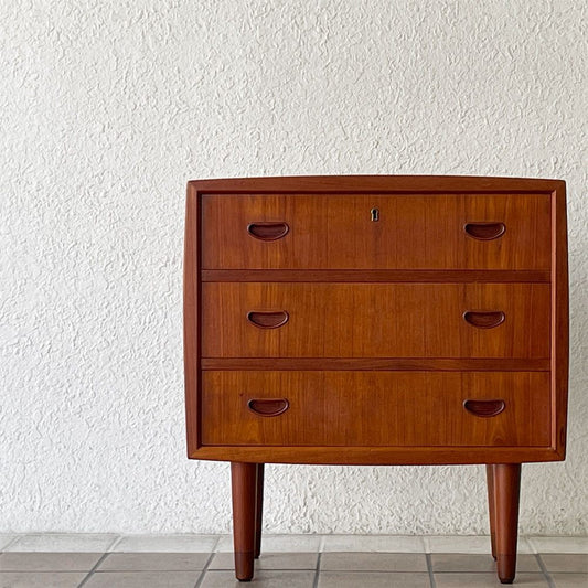 北欧ビンテージ Vintage チーク材 チェスト ミニチェスト 3ドロワー H69.5cm 北欧家具 ◇