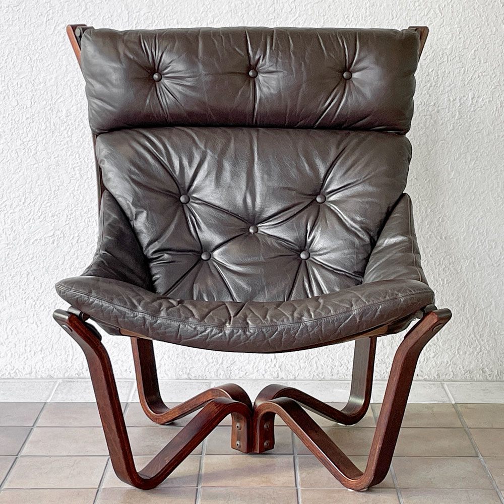 BRUNSTAD MOBELFABRIKK バイキングチェア Jim Myrstad ラウンジチェア 1Pソファ 北欧家具 本革 ビンテージ 北欧 ノルウェー ◇