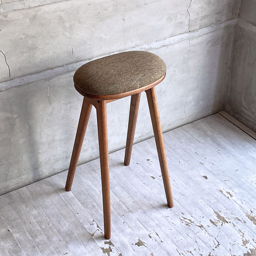 ナガノインテリア Friendly!! コッペ coupe kitchen stool ハイスツール キッチンスツール ウォールナット 廃番生地 北欧スタイル ♪