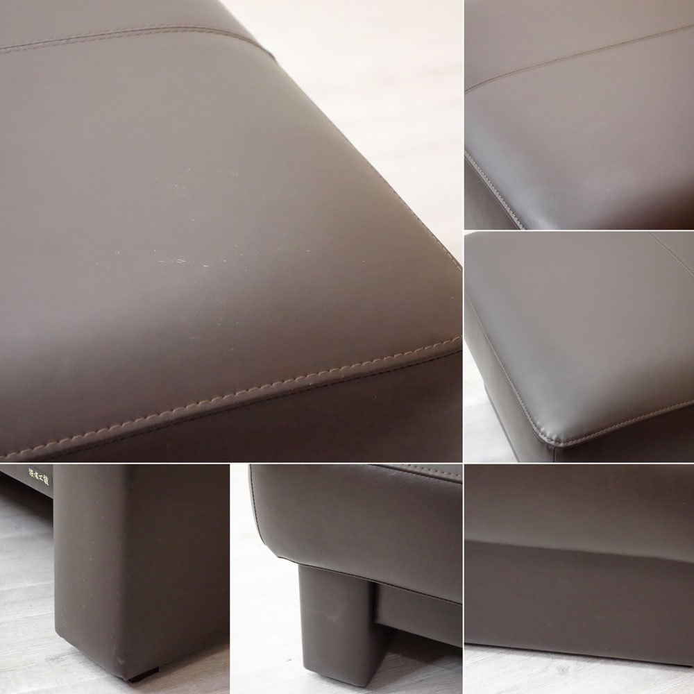 浜本工芸 No.2000 スツール オットマン ダークブラウン 本革張り Sバネ W62cm 国産家具 ●
