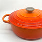 ルクルーゼ LE CREUSET ココットロンド 両手鍋 24cm オレンジ 替えツマミ付き 鋳物 フランス ●