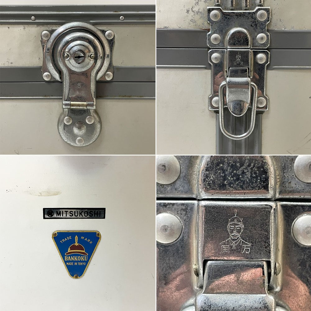 ビンテージ ジュラルミンケース アルミ製 トランク ローテーブル インダストリアルデザイン 工業系 店舗什器 A ●