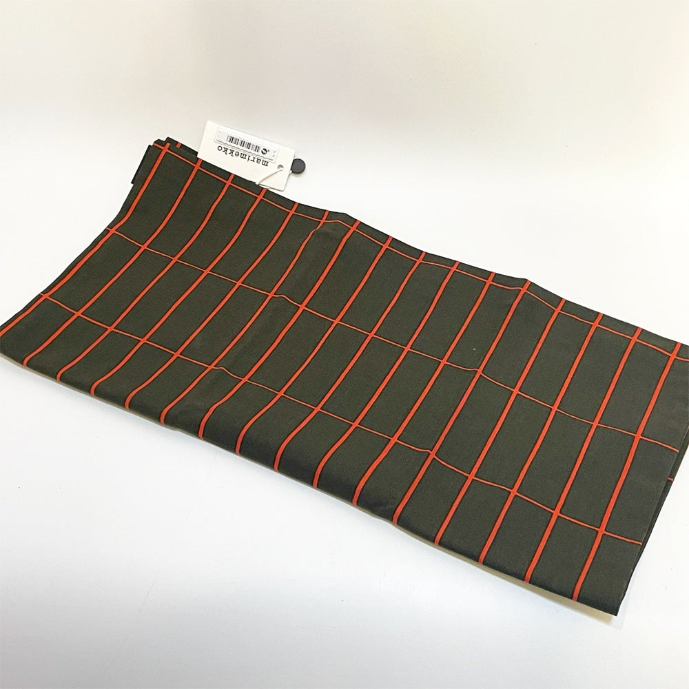 マリメッコ Marimekko ティイリスキヴィ Tiiliskivi ダークグリーン×レッド クッションカバー 新品未使用品 A ★