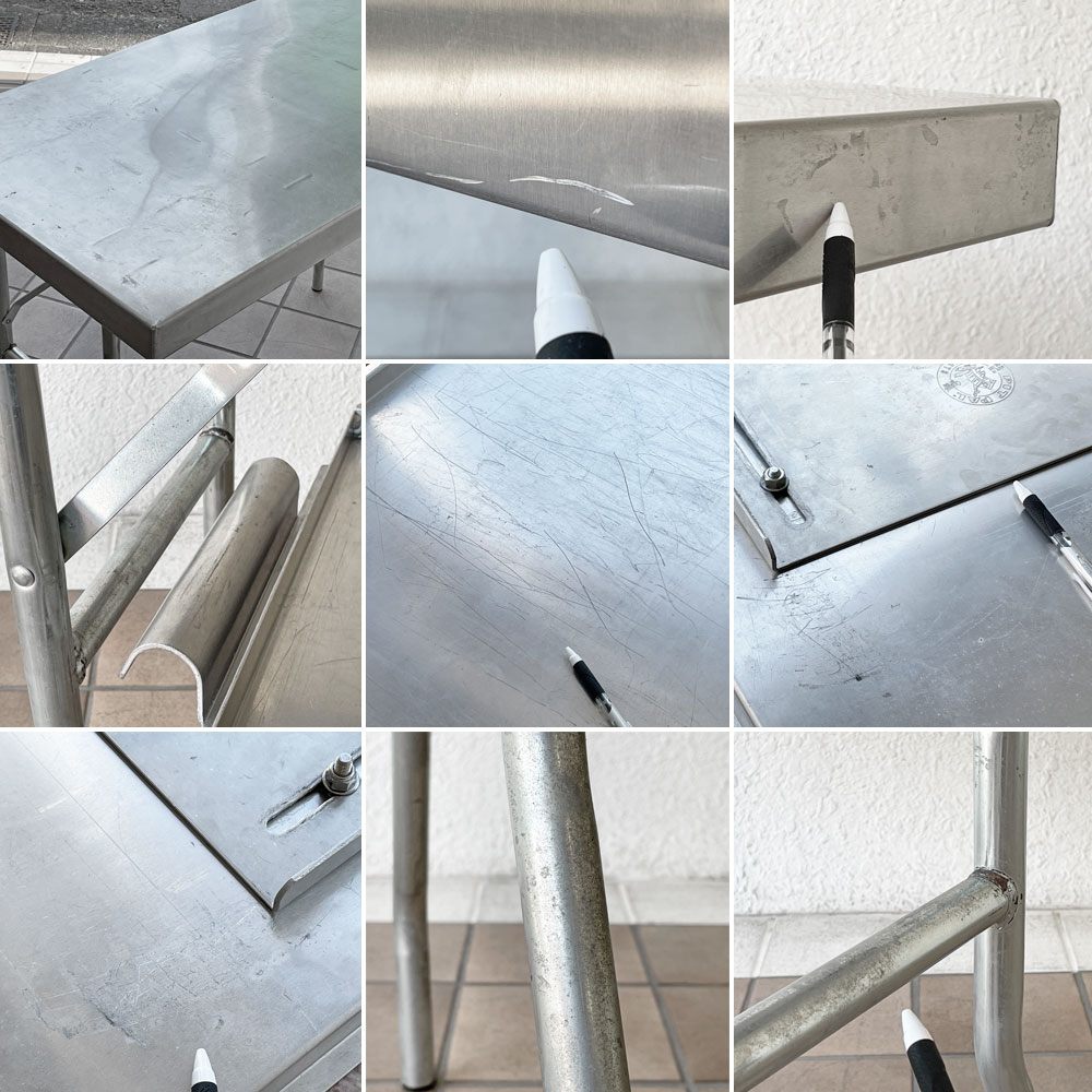 ピットパル PIT PAL アルミ ワークテーブル ALUMINIUM WORK TABLE Sサイズ ワークデスク W106cm 別売りシェルフ付き パシフィックファニチャーサービス取扱 定価124,300円 ◇