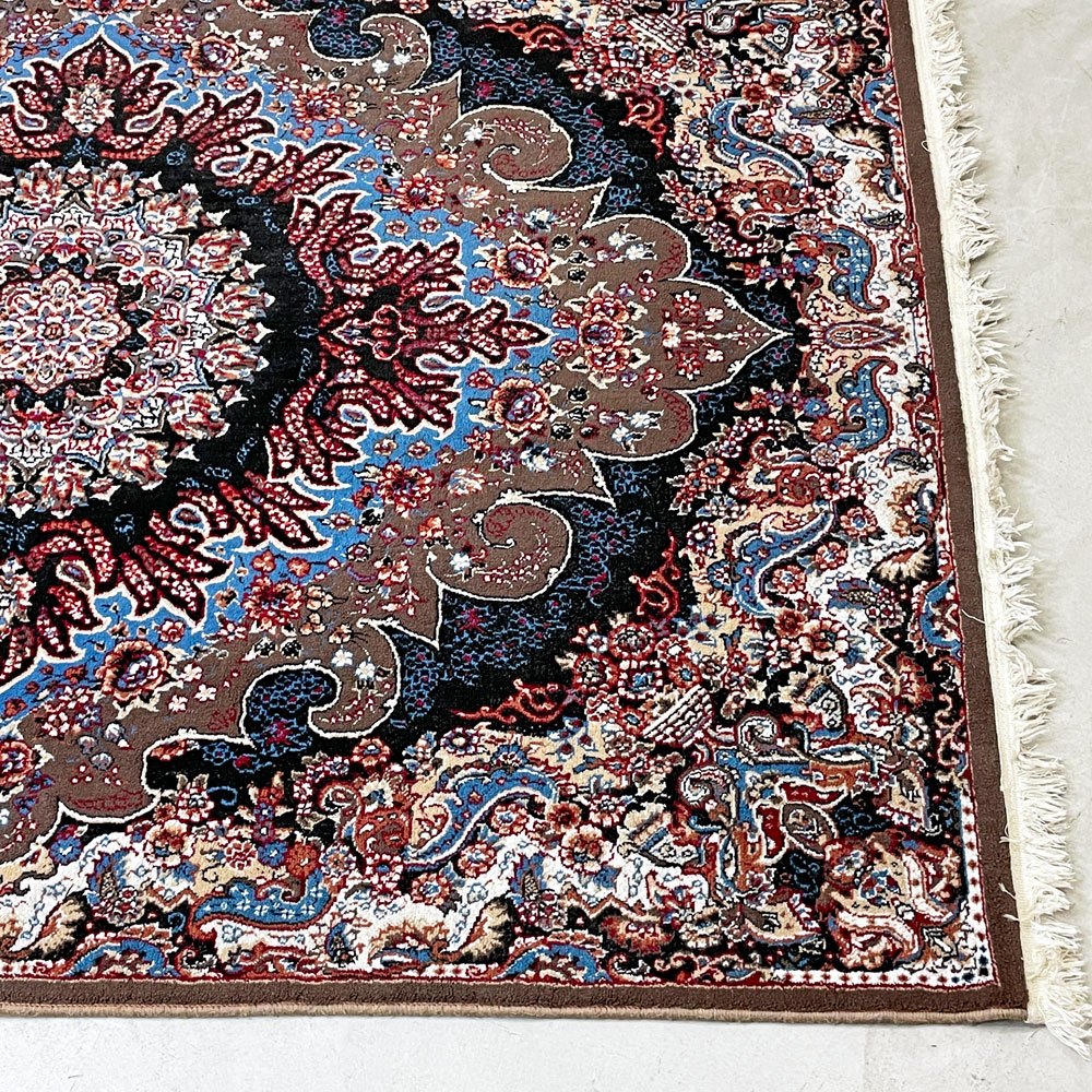 ペルシャ絨毯 カシャーン産 ラグ カーペット 絨毯 205×151cm コットン 綿 手織り アラベスク模様 ●