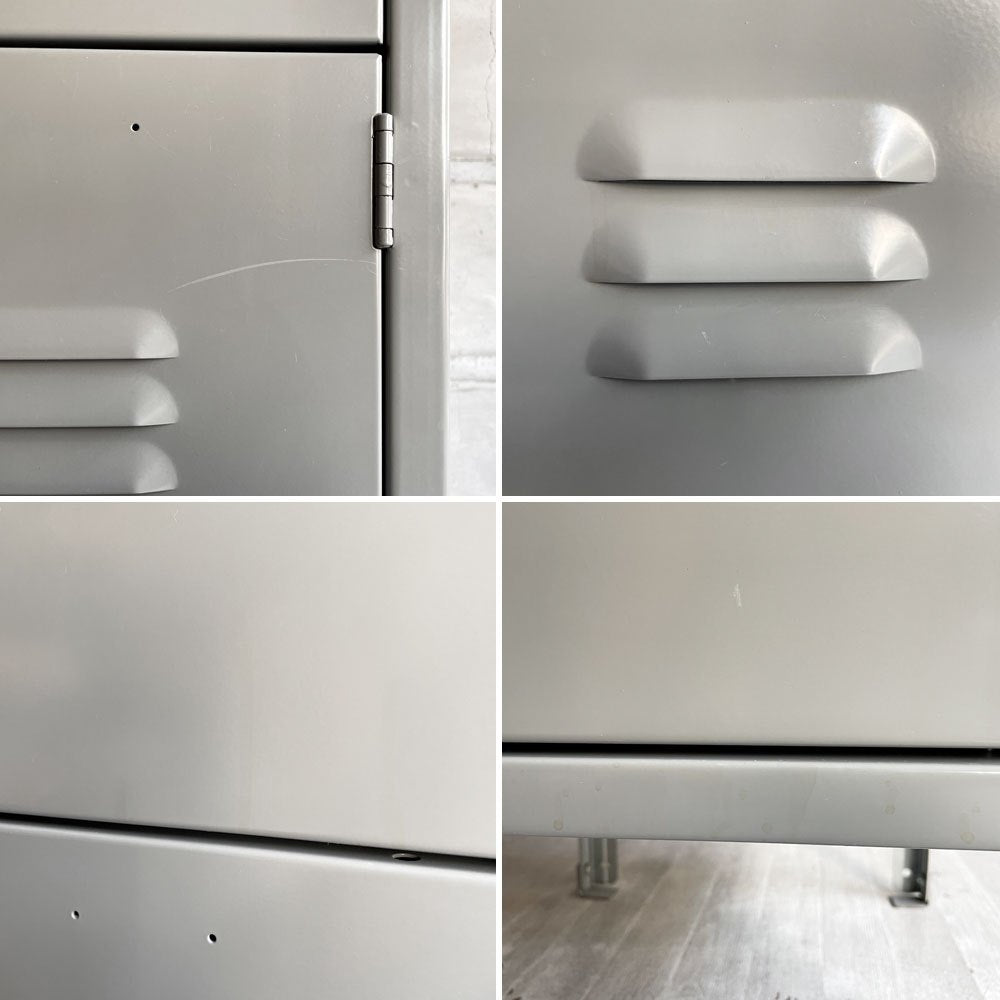 リオン LYON 4段スチールロッカー Standard Steel Four Tier Locker ダブグレー フック付 インダストリアル 店舗什器 ♪