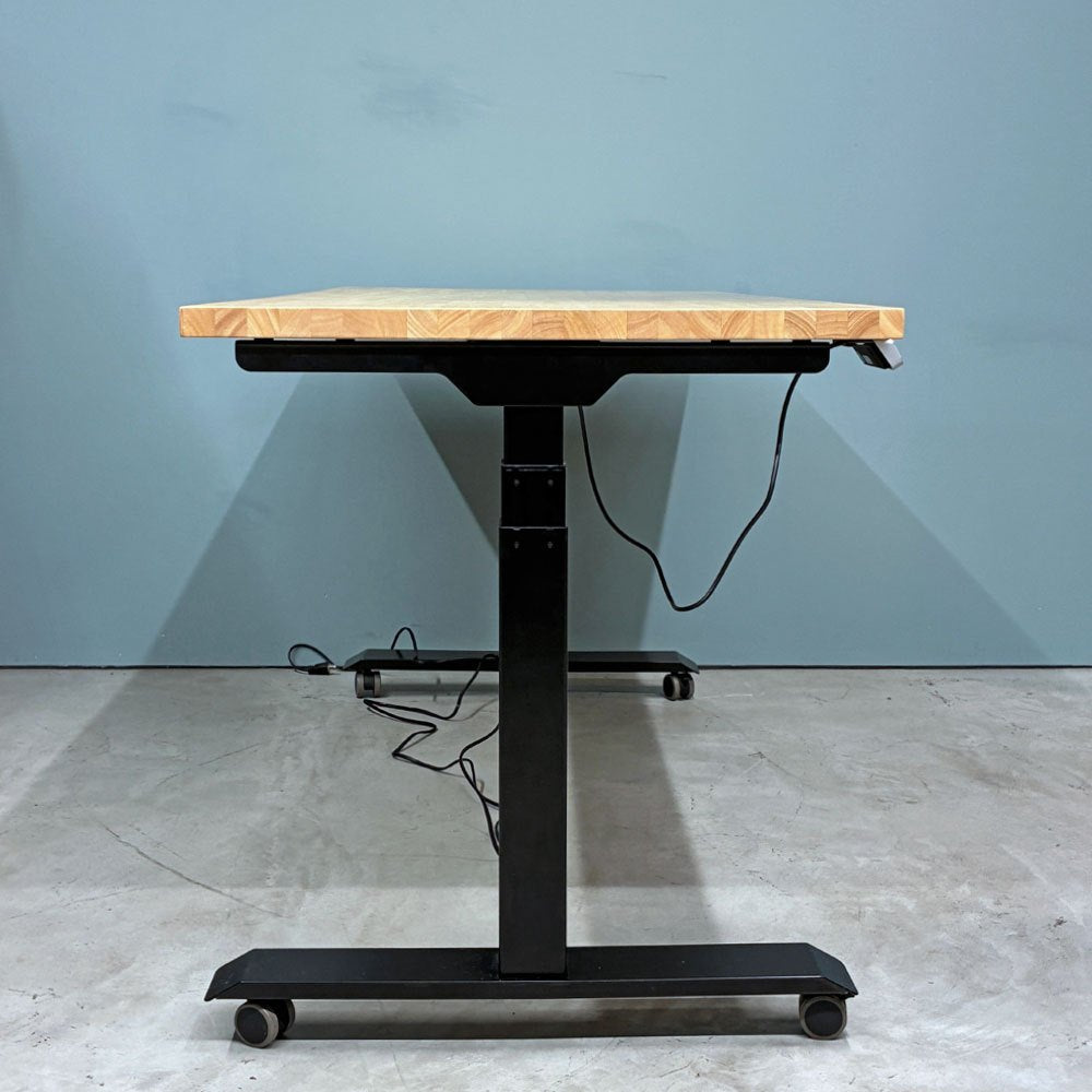 フレキシスポット Flexispot 電動式昇降デスク + かなでもの ラバーウッド天板 160x70cm ナチュラルテイスト ◎
