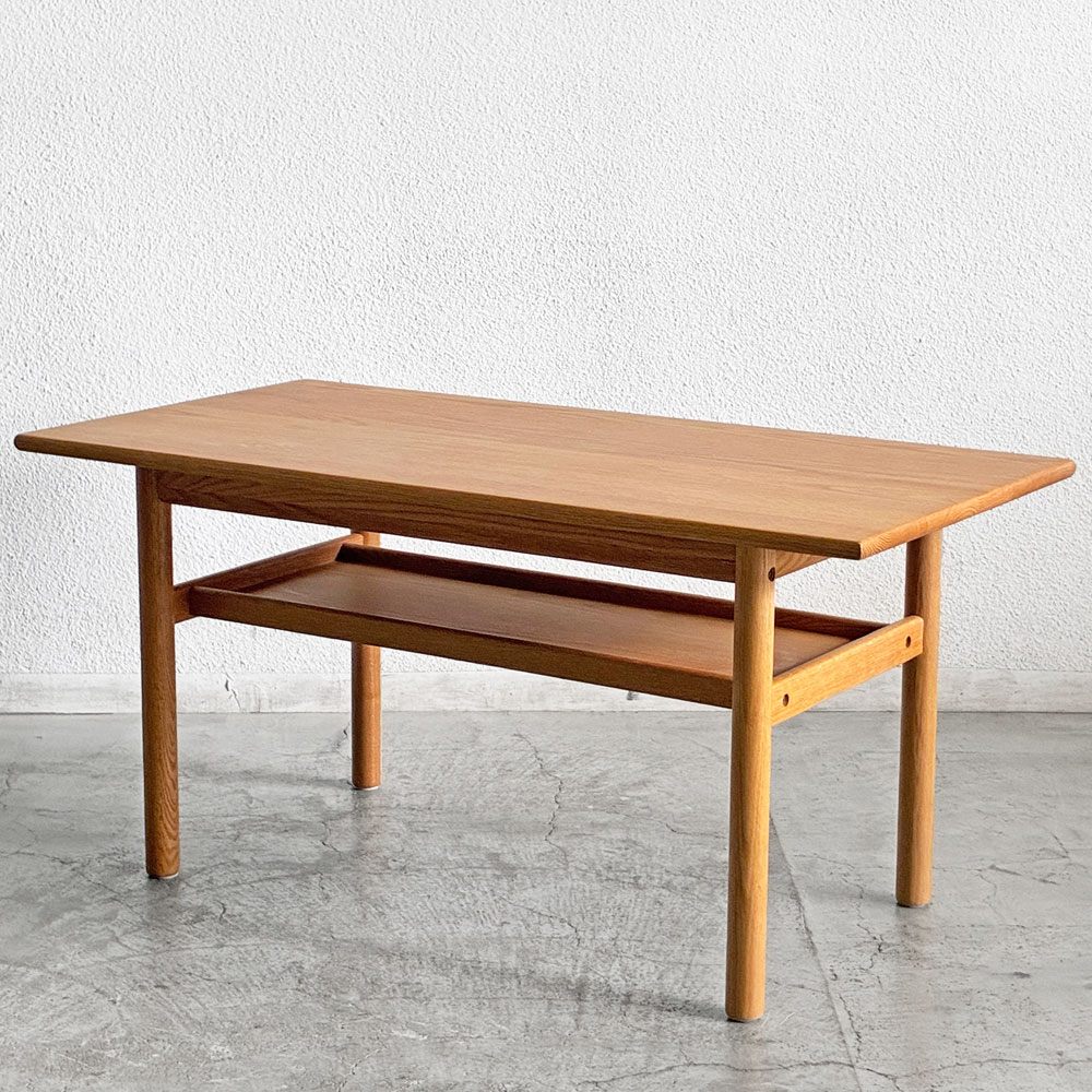 アクタス ACTUS ロッジ LODGE SOFA TABLE ソファテーブル リビングテーブル W110cm オーク材 天板下収納付 参考価格￥56,100- 廃番 〓