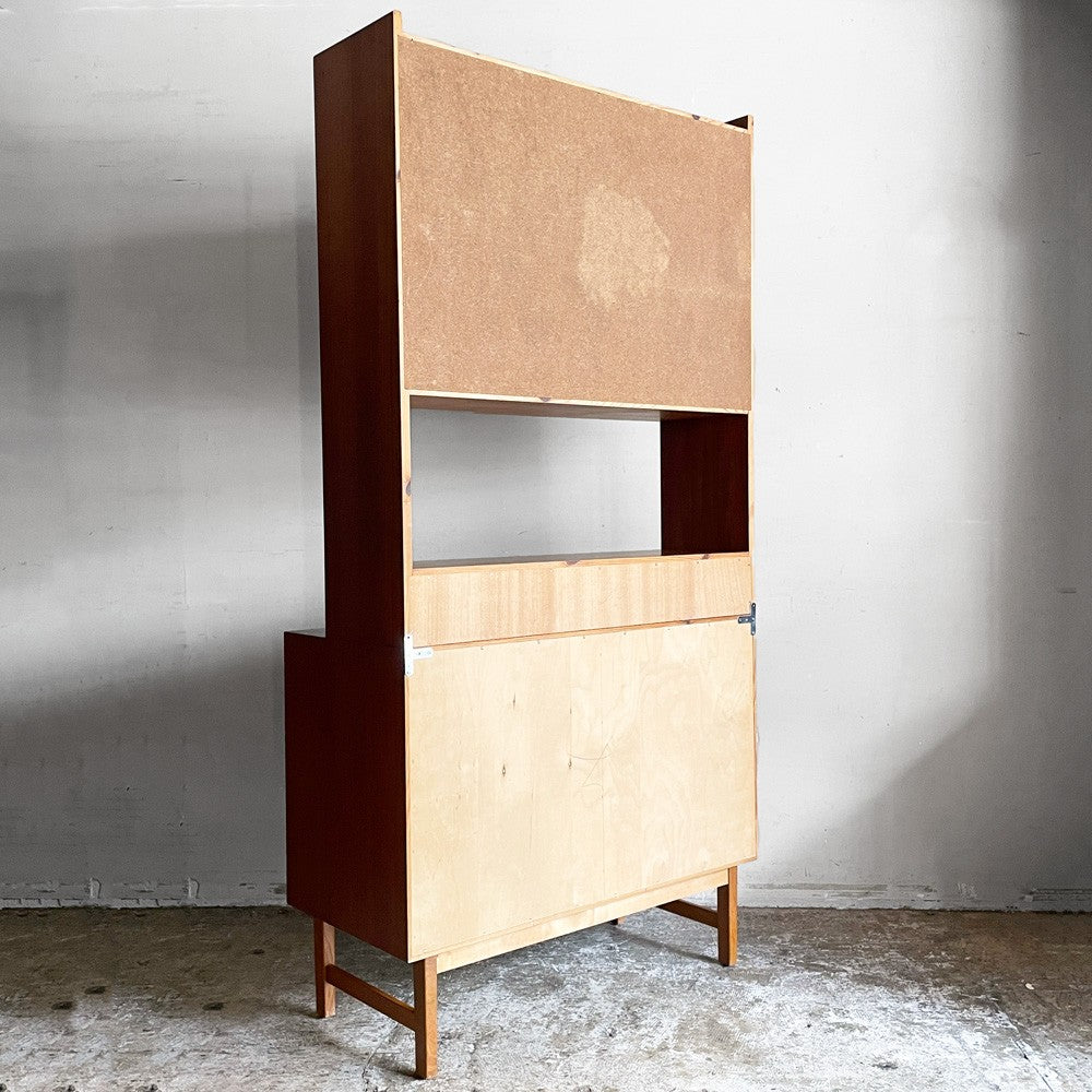 スウェーデン ビンテージ Swedish vintage チーク材×オーク材 キャビネット ブックシェルフ ルームディバイダー W85cm 北欧家具 北欧ビンテージ ■