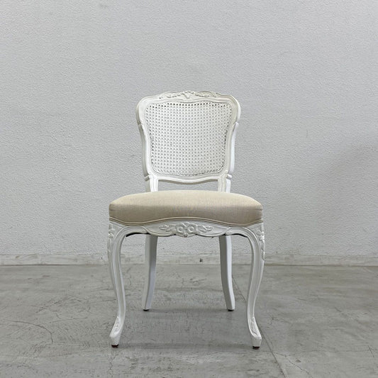 サラグレース Sarah Grace SGD デビュー ダイニングチェア DEBUT DINING CHAIR CHARM BD WHITE&NATURAL LINEN ラタンバック アンティーク風 オーク材 参考価格約55,000円 C〓