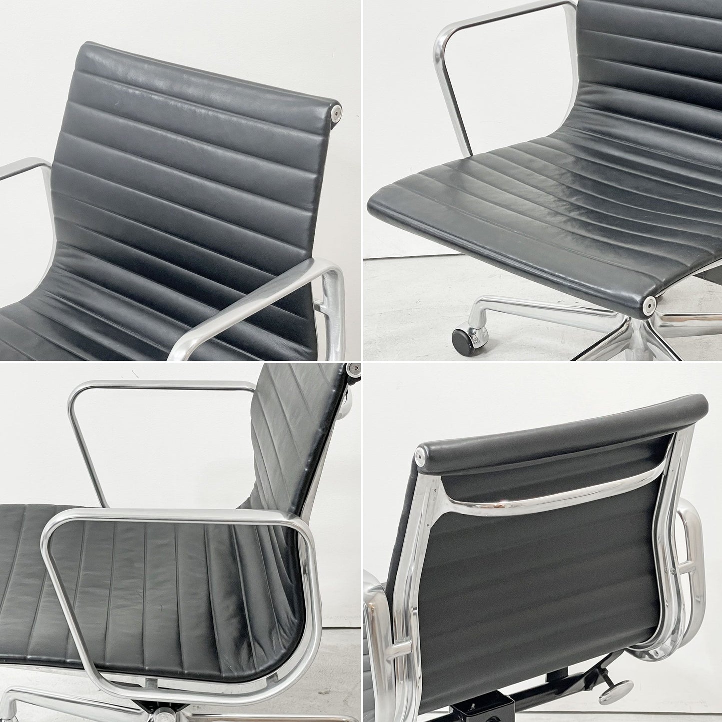 ハーマンミラー Herman Miller アルミナムグループ マネジメントチェア 本革 ブラック 回転式昇降 5本脚 キャスター付 C&R イームズ ●