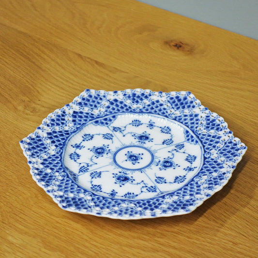 ロイヤルコペンハーゲン ROYAL COPENHAGEN ブルーフルーテッド フルレース プレート ダブルレース 21cm ◎