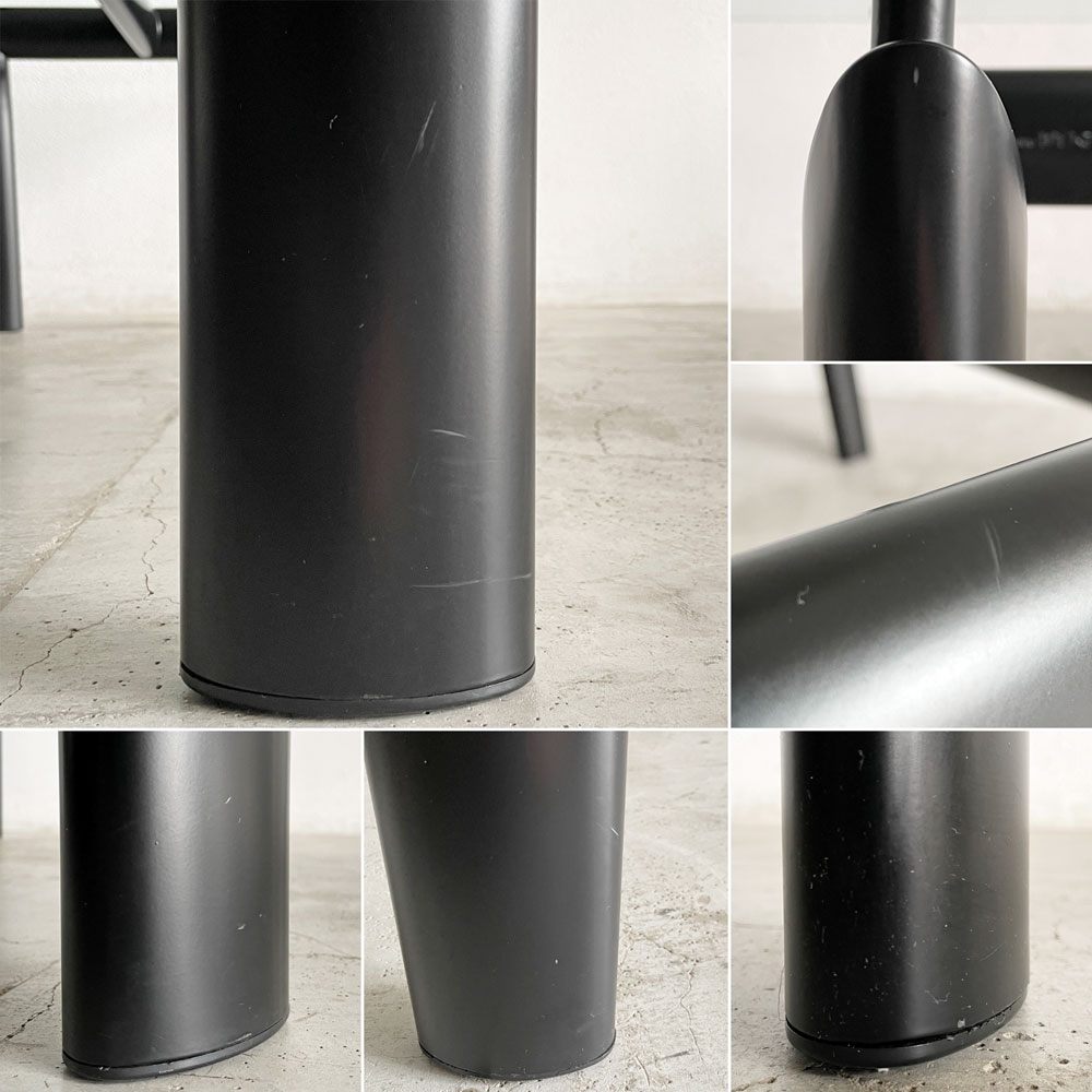 カッシーナ Cassina ターブル・テューブ・ダヴィオン 6 TABLE TUBE D’AVION LC6 ダイニングテーブル クリアガラス天板 ブラック脚 W225×D85cm ル・コルビジェ 定価￥1,111,000- 〓