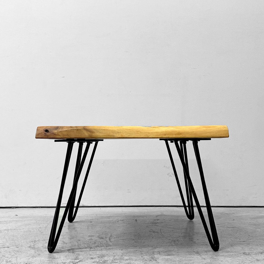 クラフト家具 Craft furniture 無垢材天板 ローテーブル ヘアピンレッグ 耳付き オーダーメイド ●