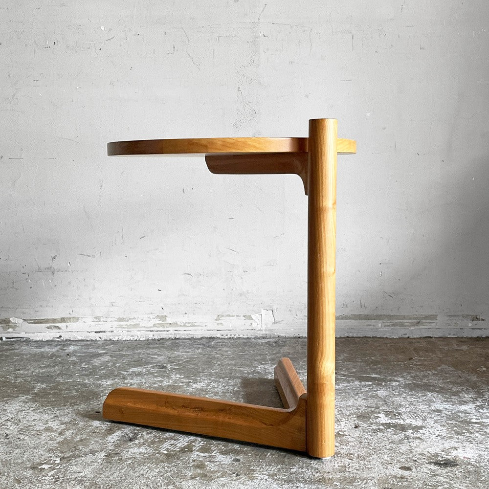 ナチュラルスタイル オーク無垢材 ラウンド サイドテーブル Y字レッグ Φ40cm H48cm ナチュラルモダンデザイン ■