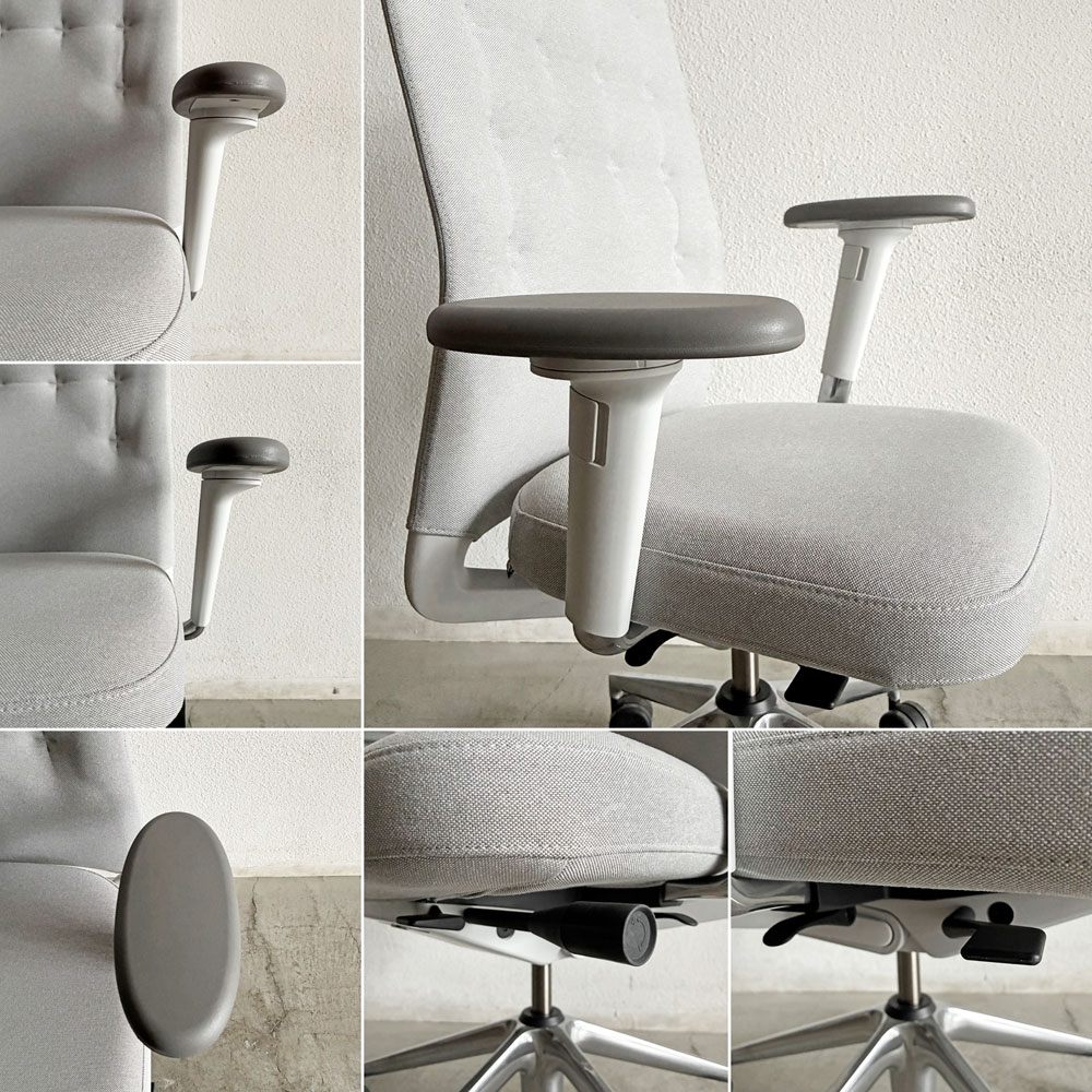 ヴィトラ vitra IDトリム ID Trim オフィスチェア デスクチェア ファブリックシート ライトグレー系 ハイバック 2Dアームレスト アントニオ・チッテリオ 参考定価￥209,000- 〓