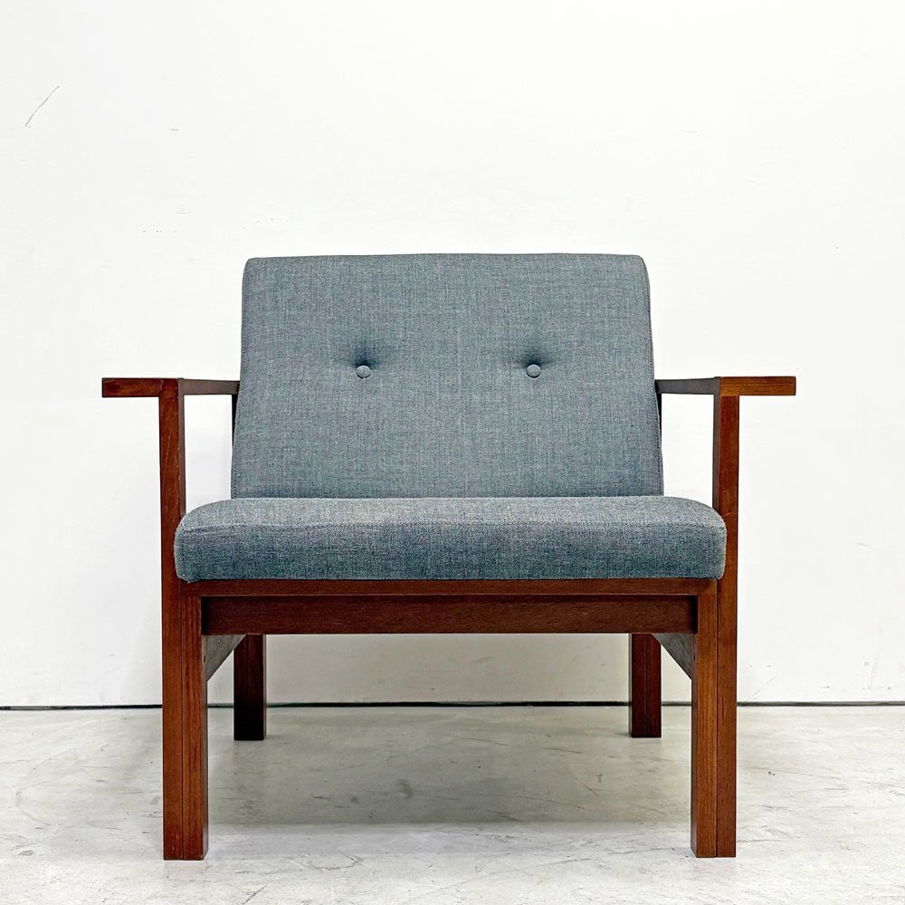 フランス＆サン France & Søn モジュラインソファ Moduline Sofa ラウンジチェア 1Pソファ チーク材 グレーファブリック デンマークビンテージ ●