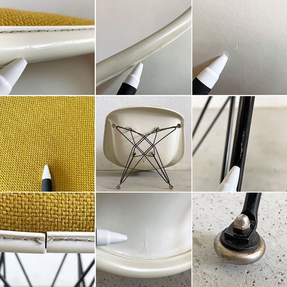 ハーマンミラー Herman Miller MFS製 アームシェルチェア FRP アプホルスター エッフェルベース ミッドセンチュリー イームズ ビンテージ 現状品 ◇