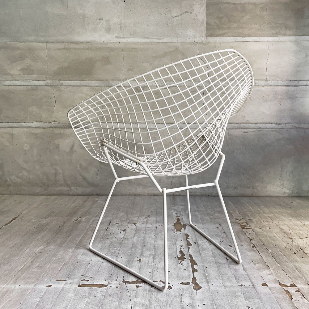 ノル Knoll ビンテージ ダイヤモンドチェア Diamond Chair ハリー・ベルトイア Harry Bertoia ホワイトフレーム ミッドセンチュリー ♪
