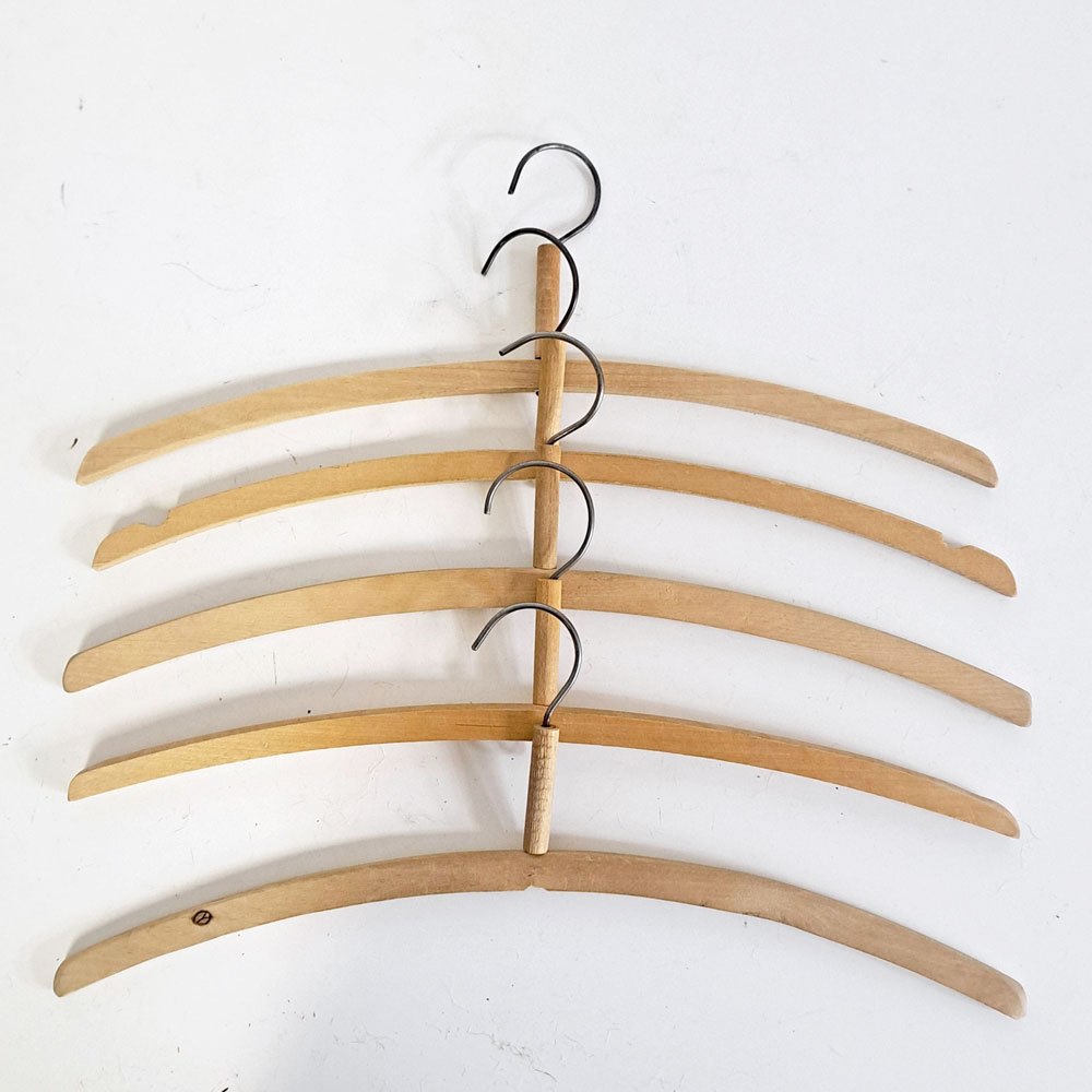 北欧ビンテージ Scandinabian Vintage 木製ハンガー 10本セット 1950〜70年代 木味 レトロ 古道具 B ●