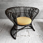 ヤマカワラタン 山川ラタン ラウンジチェア イージーチェア イエローファブリック アジアンモダン リゾートスタイル 籐家具 廃番希少 A ♪