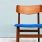 北欧ビンテージ Scandinavian vintage ダイニングチェア チーク材 ファブリック ブルー 北欧家具 ◎