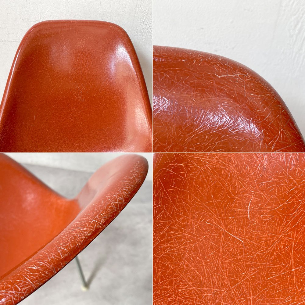 ハーマンミラー Herman Miller サイドシェルチェア セカンド 2nd FRP テラコッタ スタッキングベース イームズ ビンテージ A ★