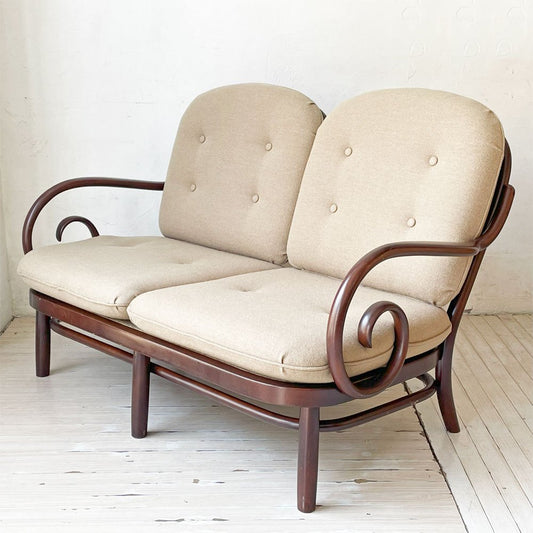 秋田木工 Akimoku No.75 2人掛けソファ ブナ材 曲木 ベントウット W120cm IDC大塚家具 レトロ 日本家具 ★