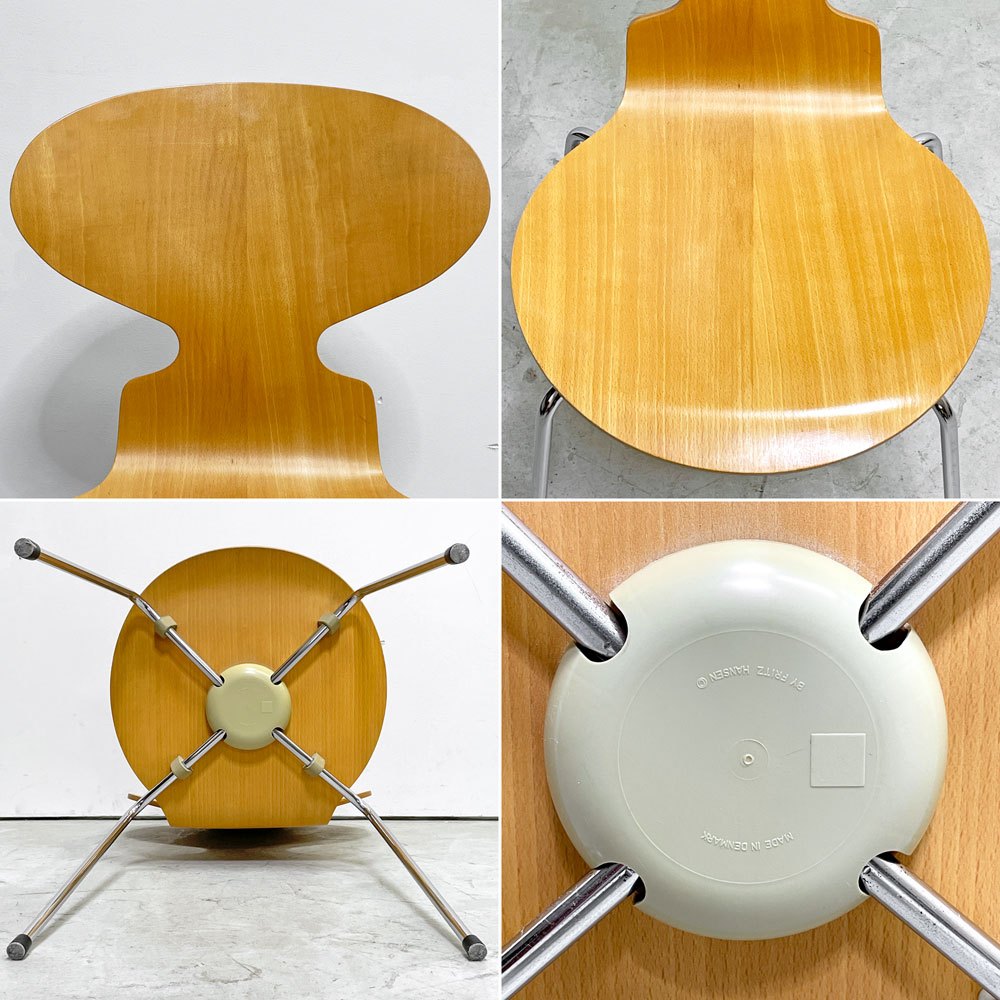 フリッツハンセン Fritz Hansen 3101 アリンコチェア アントチェア 4本脚 ナチュラルビーチ ラッカー仕上げ フェルトグライズ アルネ・ヤコブセン C ●