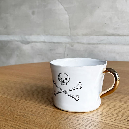 クーンケラミック Kuhn Keramik スカル&クロスボーン Skull and Crossbones コーヒーカップ マグカップ ALICE medium coffee cup ゴールドハンドルドイツ 希少 ♪