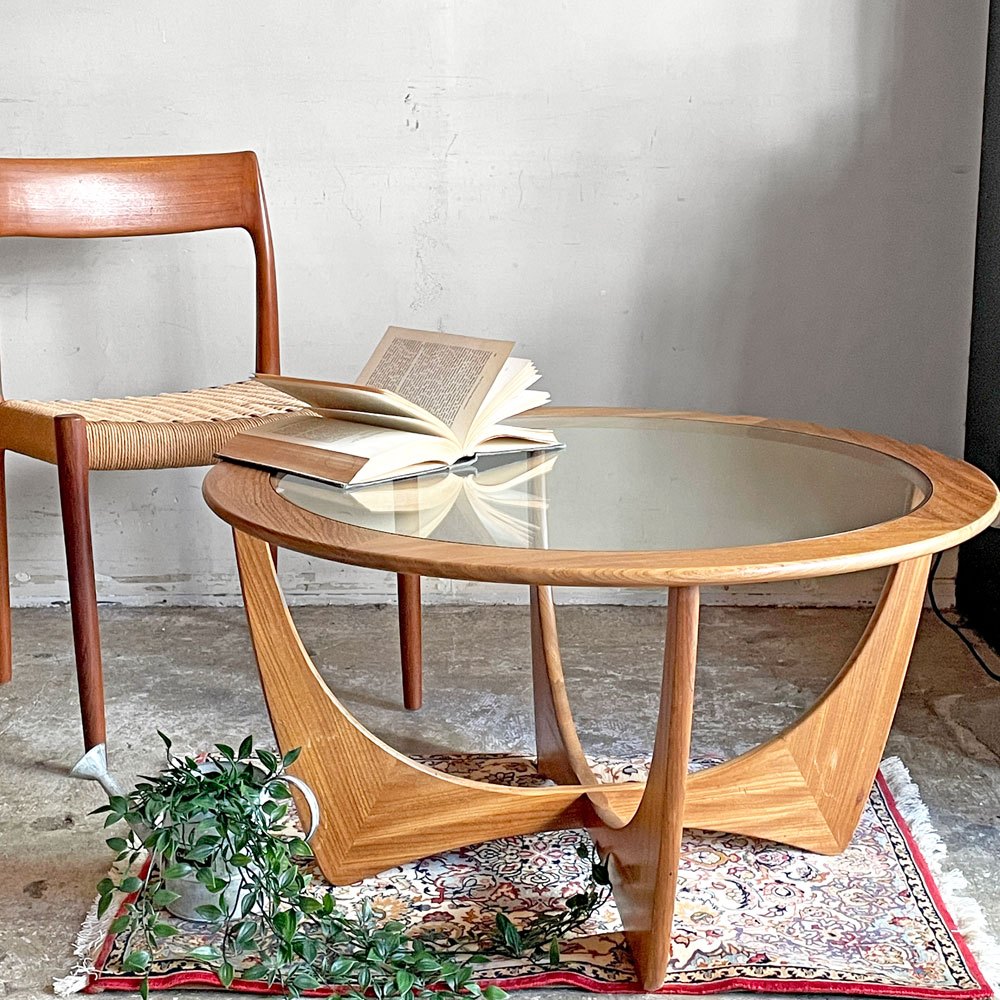 エベネゼル・グーム Ebenezer Gomme ジープラン G-PLAN アストロ ASTRO ラウンド ガラス コーヒーテーブル チーク材 英国■