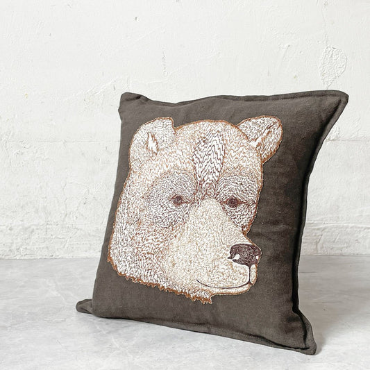 コーラルアンドタスク Coral & Tusk × トラックファニチャー TRUCK FURNITURE ベアーアップリケピロー Bear Applique Pillow 30×30cm クッション リネン 刺繍 ★