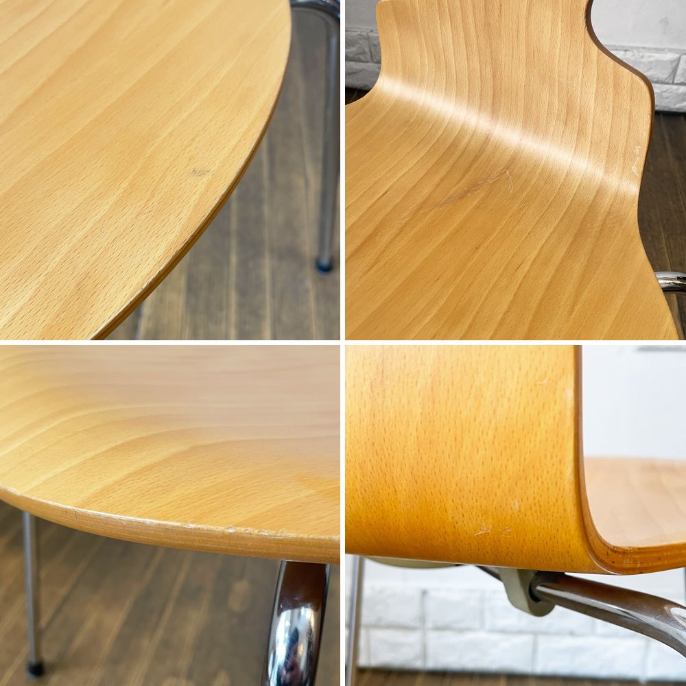 フリッツハンセン Fritz Hansen 3101 アリンコチェア アントチェア 4本脚 ナチュラルビーチ ラッカー仕上げ フェルトグライズ アルネ・ヤコブセン D ◎