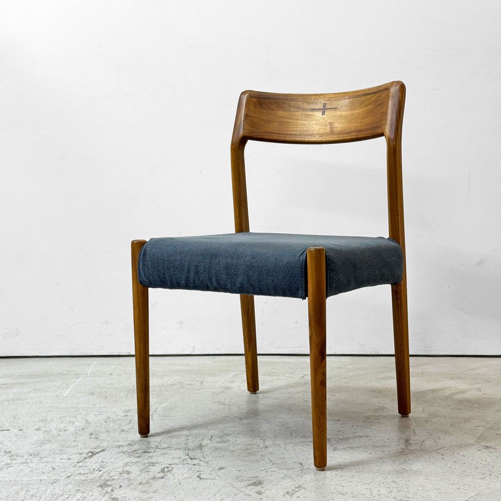 朝日木材加工 エッダ EDDA Dining Chair101 Fabric ダイニングチェア ブルー 北欧 定価￥33,000- A ●