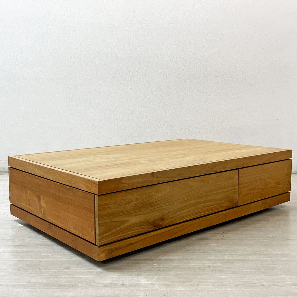 エスニクラフト Ethnicraft チーク バーガー コーヒーテーブル Teak Burger Coffee Table 2 drawers チーク無垢材 プッシュ・トゥ・オープンドロワー アジアンモダンデザイン ●
