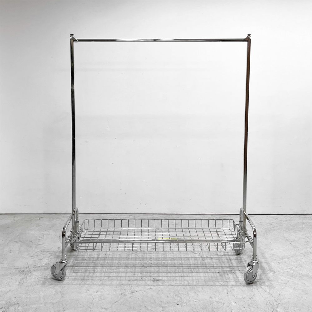 R&B ワイヤープロダクツ R&B WIRE PRODUCTS ガーメントラック GARMENT RACK 48"ハンガーラック バスケット付き インダストリアル 合計定価￥57,750- P.F.S.取扱 現状品 ●