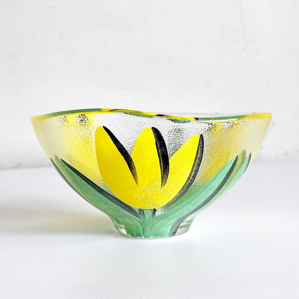 コスタボダ KOSTA BODA Tulipaシリーズ ボウル ガラス イエロー 北欧 スウェーデン ■
