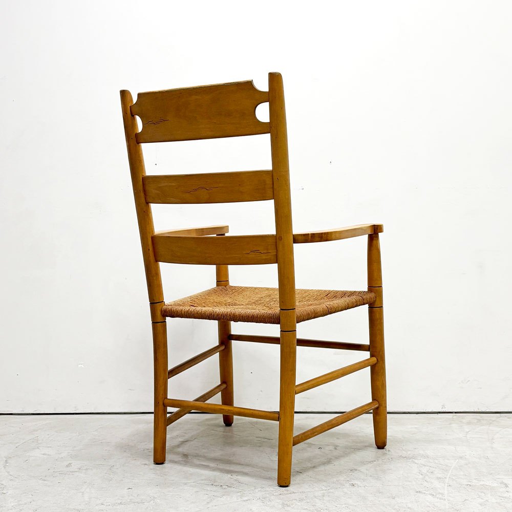 イーセンアーレン ETHAN ALLEN ラダーバック アームチェア ダイニングチェア ハイバックチェア ラッシ編み クラシカルデザイン ●